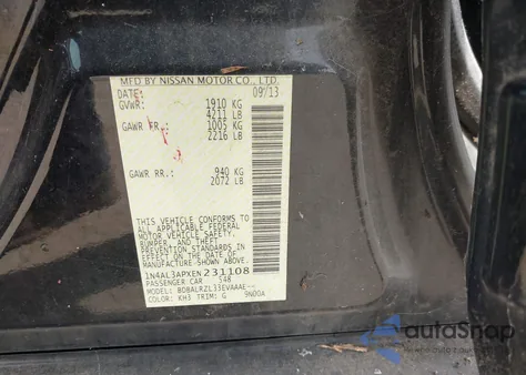 2014 Nissan Altima 2.5 S from USA, damaged, VIN 1N4AL3APXEN231108